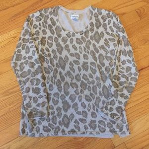 Chico’s Size 1 Sparkle Leopard Print Sweater